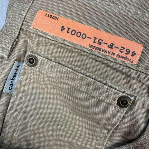 Carhartt Mens Loose Fit Canvas Carpenter Pants Khaki Utility Workwear Size 42X30 - Picture 3 of 12